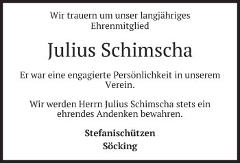 Todesanzeige von Julius Schimscha von merkurtz