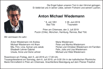 Todesanzeige von Anton Michael Wiedemann von merkurtz