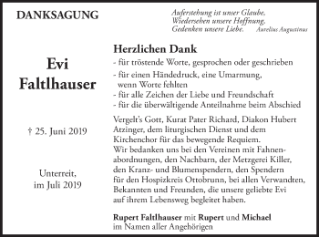 Todesanzeige von Evi Faltlhauser von merkurtz