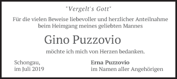 Todesanzeige von Gino Puzzovio von merkurtz