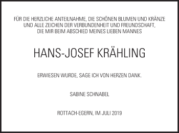 Todesanzeige von Hans-Josef Krähling von merkurtz