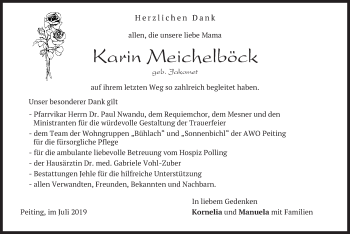 Todesanzeige von Karin Meichelböck von merkurtz