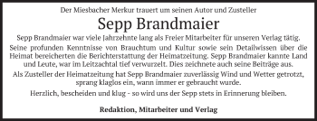 Todesanzeige von Sepp Brandmaier von merkurtz