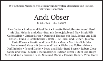 Todesanzeige von Andi Obser von merkurtz