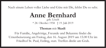 Todesanzeige von Anne Bernhard von merkurtz