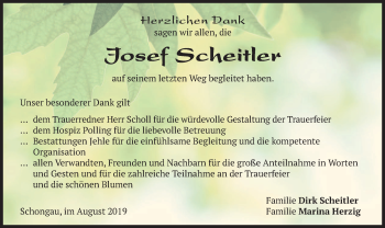 Todesanzeige von Josef Scheitler von merkurtz