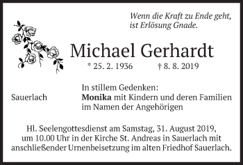 Todesanzeige von Michael Gerhardt von merkurtz