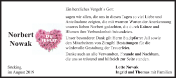 Todesanzeige von Norbert Nowak von merkurtz