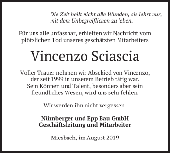 Todesanzeige von Vincenzo Sciascia von merkurtz