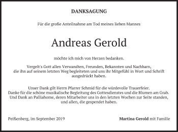 Todesanzeige von Andreas Gerold von merkurtz