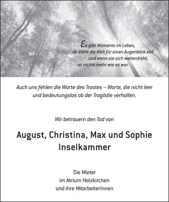 Todesanzeige von August Inselkammer von merkurtz