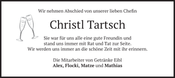 Todesanzeige von Christl Tartsch von merkurtz