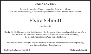 Todesanzeige von Elvira Schmitt von merkurtz