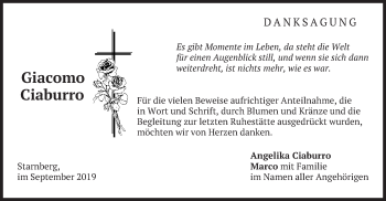 Todesanzeige von Giacomo Ciaburro von merkurtz