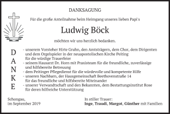 Todesanzeige von Ludwig Böck von merkurtz