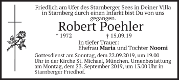 Todesanzeige von Robert Poehler von merkurtz