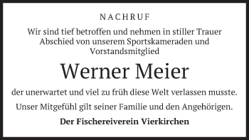 Todesanzeige von Werner Meier von merkurtz