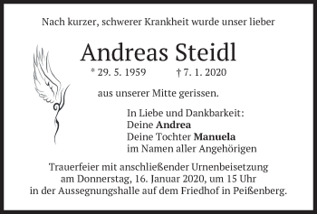 Todesanzeige von Andreas Steidl von merkurtz