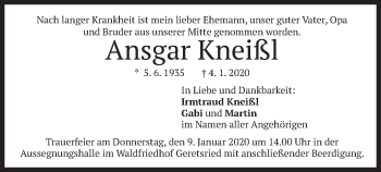 Todesanzeige von Ansgar Kneißl von merkurtz