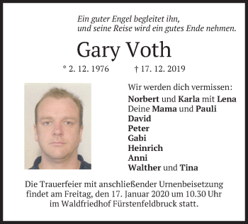 Todesanzeige von Gary Voth von merkurtz