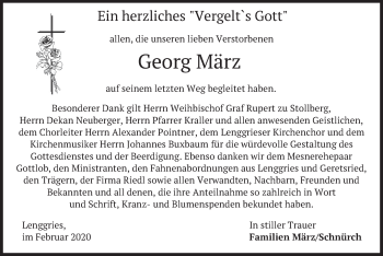 Todesanzeige von Georg März von merkurtz