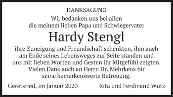 Todesanzeige von Hardy Stengl von merkurtz