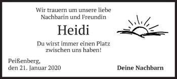 Todesanzeige von Heidi  von merkurtz