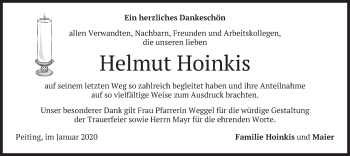 Todesanzeige von Helmut Hoinkis von merkurtz