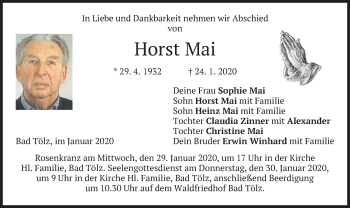 Todesanzeige von Horst Mai von merkurtz