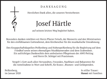 Todesanzeige von Josef Härtle von merkurtz
