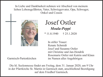 Todesanzeige von Josef Ostler von merkurtz