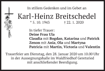 Todesanzeige von Karl-Heinz Breitschedel von merkurtz