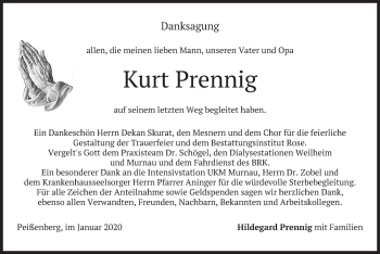 Todesanzeige von Kurt Prennig von merkurtz