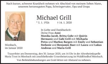 Todesanzeige von Michael Grill von merkurtz