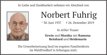 Todesanzeige von Norbert Fuhrig von merkurtz