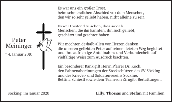 Todesanzeige von Peter Meininger von merkurtz