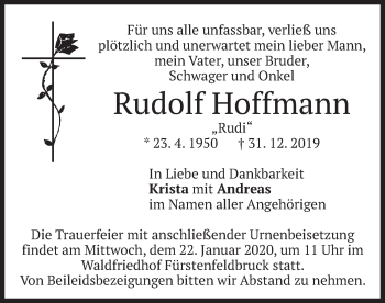 Todesanzeige von Rudolf Hoffmann von merkurtz