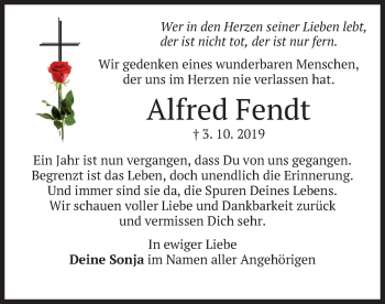 Todesanzeige von Alfred Fendt von merkurtz