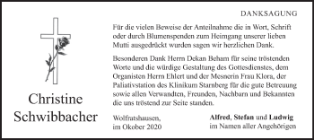 Todesanzeige von Christine Schwibbacher von merkurtz