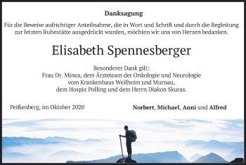 Todesanzeige von Elisabeth Spennesberger von merkurtz