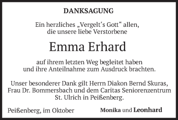 Todesanzeige von Emma Erhard von merkurtz