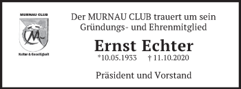 Todesanzeige von Ernst  Echter von merkurtz