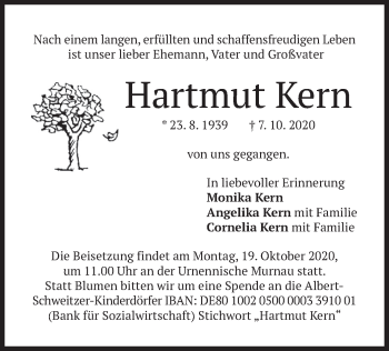 Todesanzeige von Hartmut Kern von merkurtz