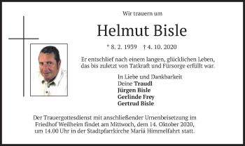 Todesanzeige von Helmut Bisle von merkurtz