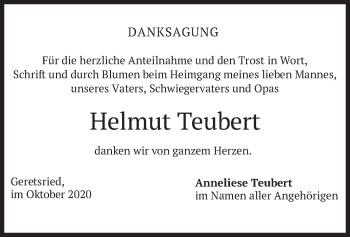 Todesanzeige von Helmut Teubert von merkurtz