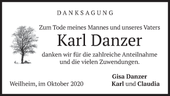 Todesanzeige von Karl Danzer von merkurtz