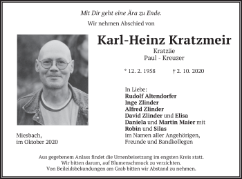 Todesanzeige von Karl-Heinz Kratzmeir von merkurtz