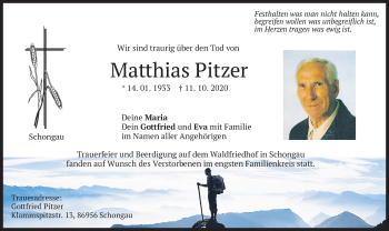 Todesanzeige von Matthias Pitzer von merkurtz