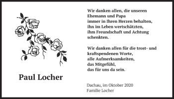 Todesanzeige von Paul Locher von merkurtz