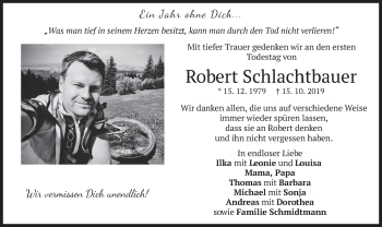 Todesanzeige von Robert Schlachtbauer von merkurtz